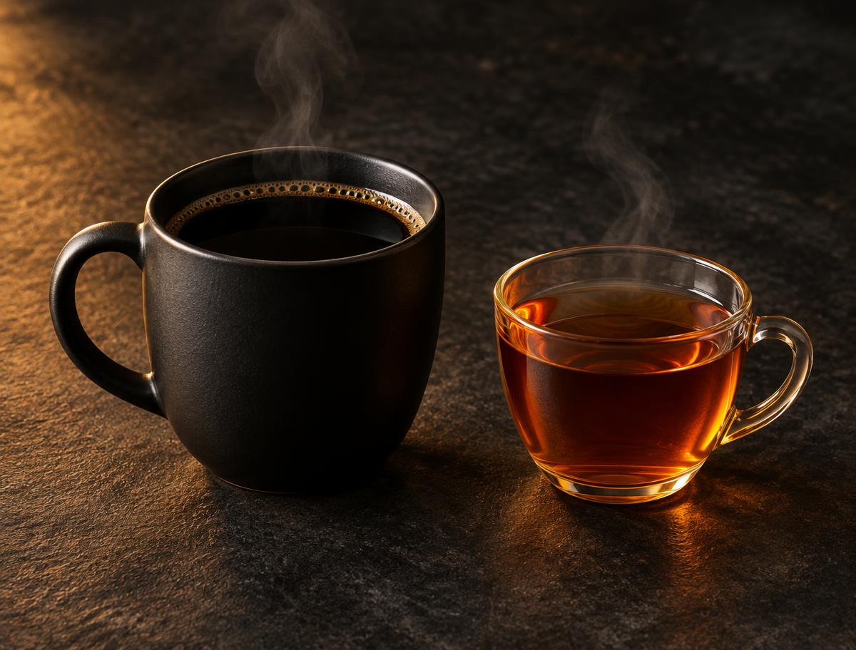 Plain black coffee and tea